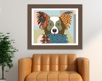 Papillon Dog Art Print, Abstract Dog Portrait Puppy Décor