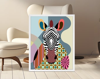 Zebra Wall Decor Painting, Animal Lover Gift