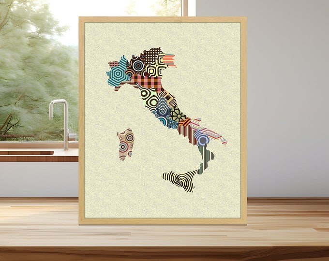 Italy Map Wall Art Print, Rome Poster Painting