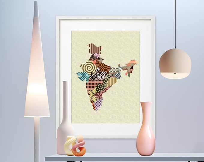 Indiana State Map, USA Home Decor Cubist Print