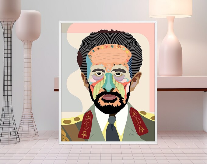 Haile Selassie Print, Rastafarian Art Black History Ethiopian Gift