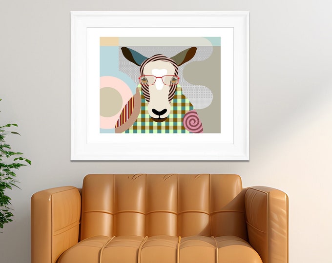 Sheep Artwork Print, Farm Animal Decor Painting