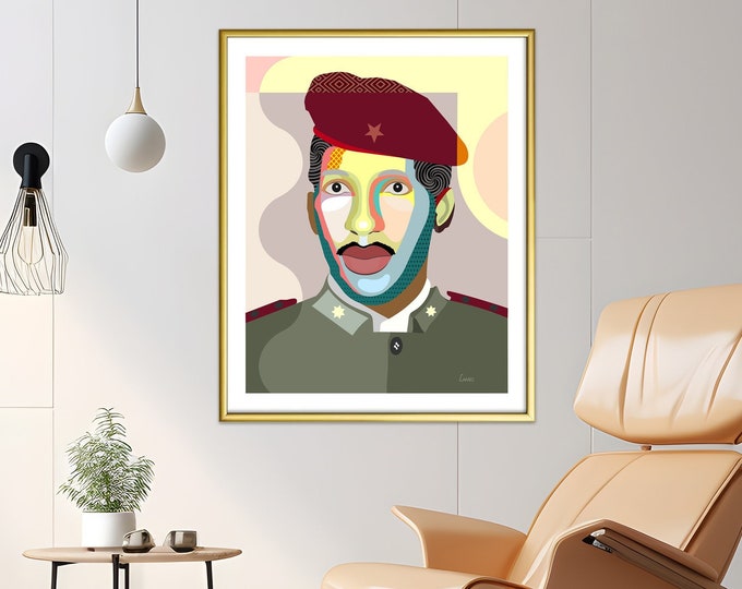 Thomas Sankara Poster, African Portrait Art Black Leaders Print