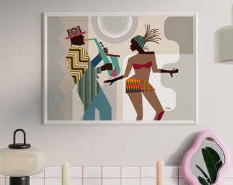 African American wall Art, African painting, African Decor, Black Art,  Dance Gift, Dancing Queen, Saxophone Art, Music Poster, Music Decor