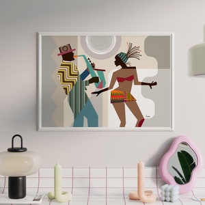 African American wall Art, African painting, African Decor, Black Art,  Dance Gift, Dancing Queen, Saxophone Art, Music Poster, Music Decor