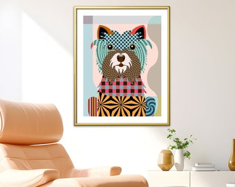 Cairn Terrier Art, Colorful Dog Print Puppy Portrait Poster