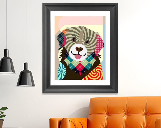 Tibetan Spaniel Art Print, Colorful Dog Home Décor