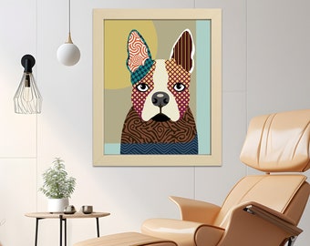 Arte de Boston Terrier, arte lindo del animal doméstico del retrato del perro