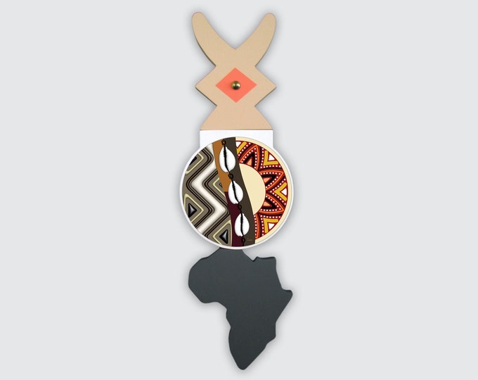 African Sculpture Home Decor Original African American Art African Wooden Abstract Wall Art, Afrocentric Geomteric Cubist Design Sculpture
