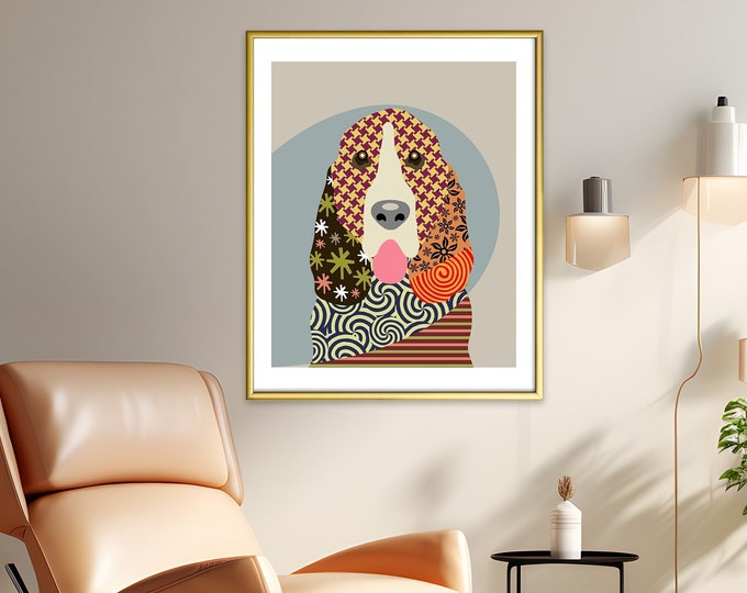 Basset Hound Art, Wall Art For Dog Lovers Gift Pet Poster