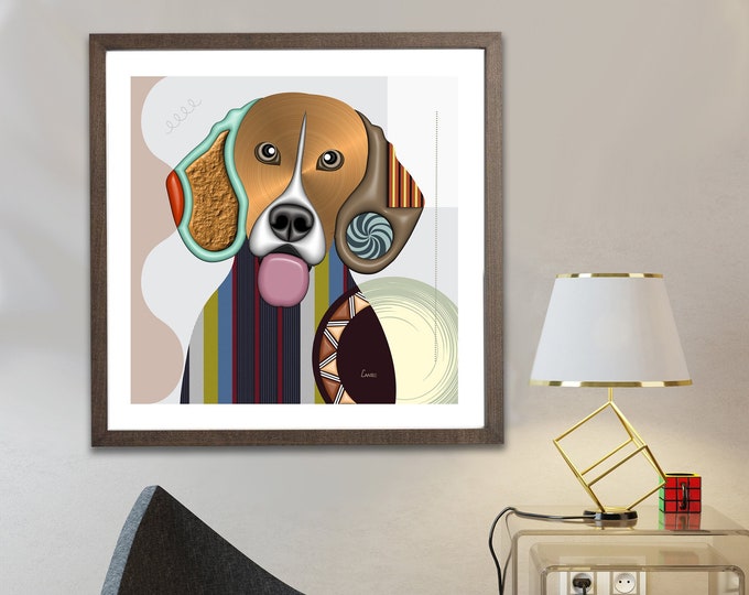 Beagle Art English Dog, Pet Portrait Puppy Painting Canine Print