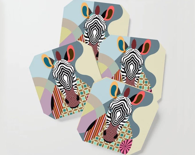 Zebra Coaster, Drink And Barware Animal Art Print Gift