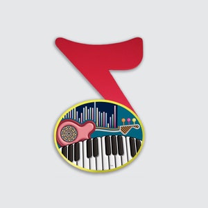 Music Sculpture Abstract Wooden Musical Note, Unique Music Gift, Piano Keys Mixed Media Colourful Music Sculpture, Musical Instrument Art