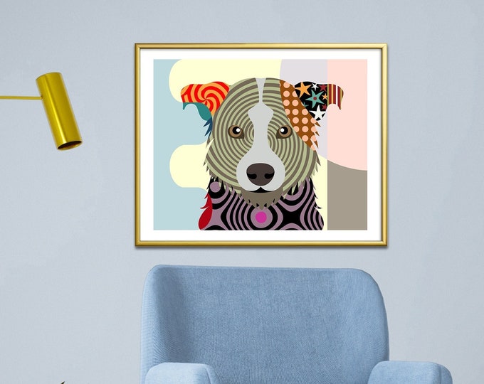 Border Collie Art, Pet Art Illustration Animal Print