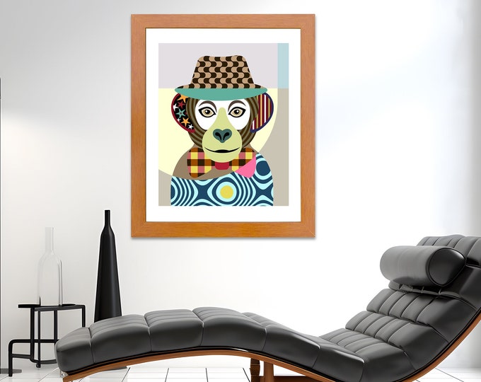 Monkey Artwork Painting, Jungle Animal Decor