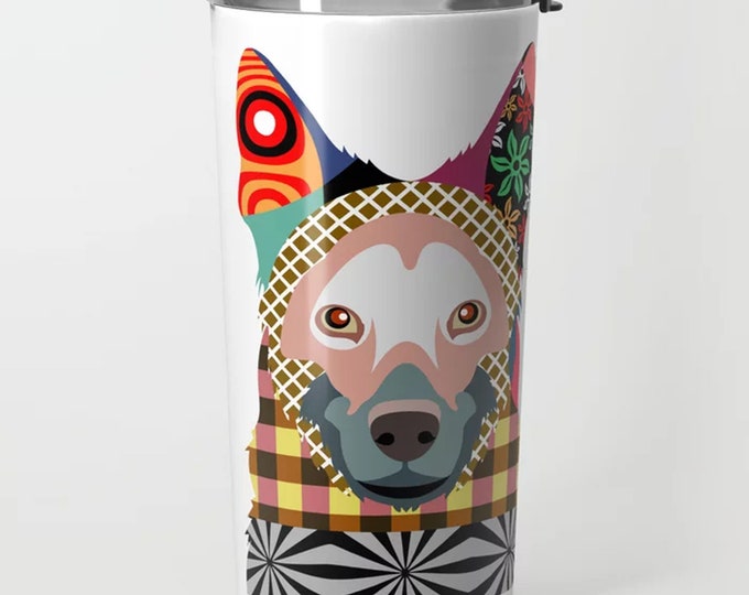 German Shepherd Tumbler Cup, Stainless Steel Puppy Mug