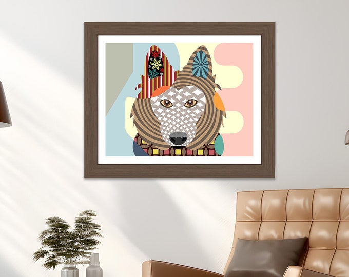 Belgian Sheepdog, Colorful Dog Art Pet Portrait