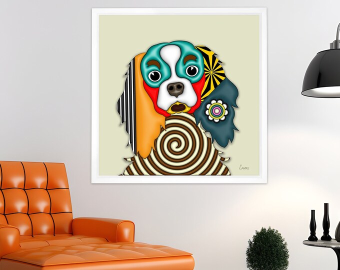 King Charles Cavalier Art, CKCS Dog Pet Pop Art Canvas