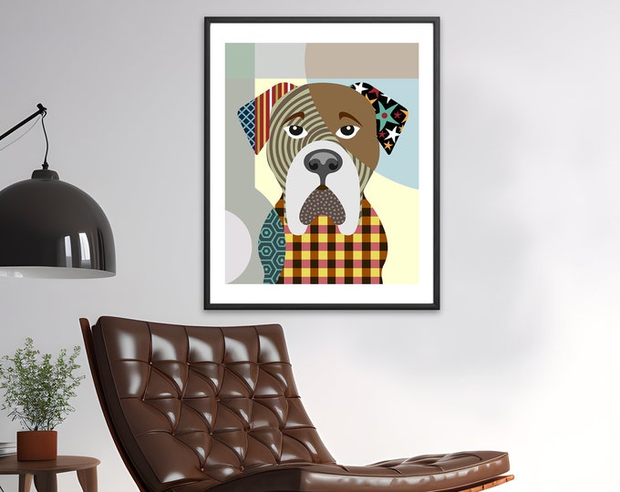 Bullmastiff Décor, Dog Pop Art Pet Portrait Puppy Canine Poster