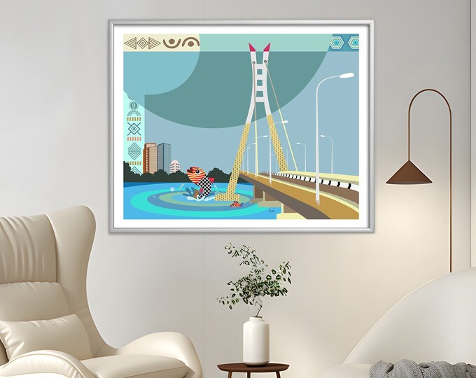 Lekki Ikoyi Bridge, Lagos Nigeria Art Painting Gift Home Decor