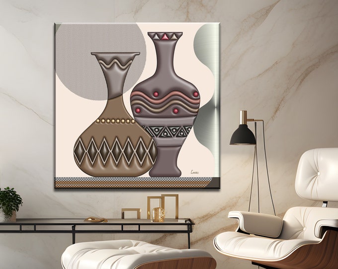 Pottery Art Print Ceramic Wall Decor, African Pattern Art Geometric Design