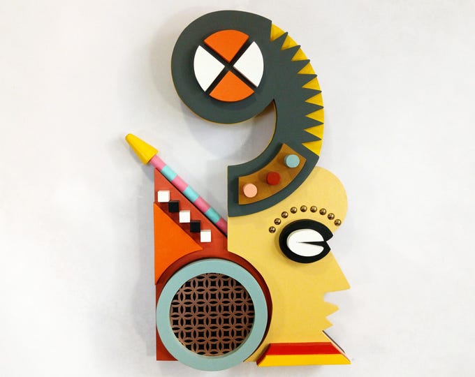 Modern African Mask Traditional Afrocentric Colourful Wooden Sculpture Original African American Home Decor Gift