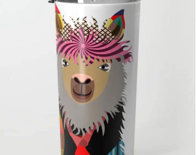 Llama Tumbler, Alpaca Gifts Hipster Metal Travel Stainless Steel Mug