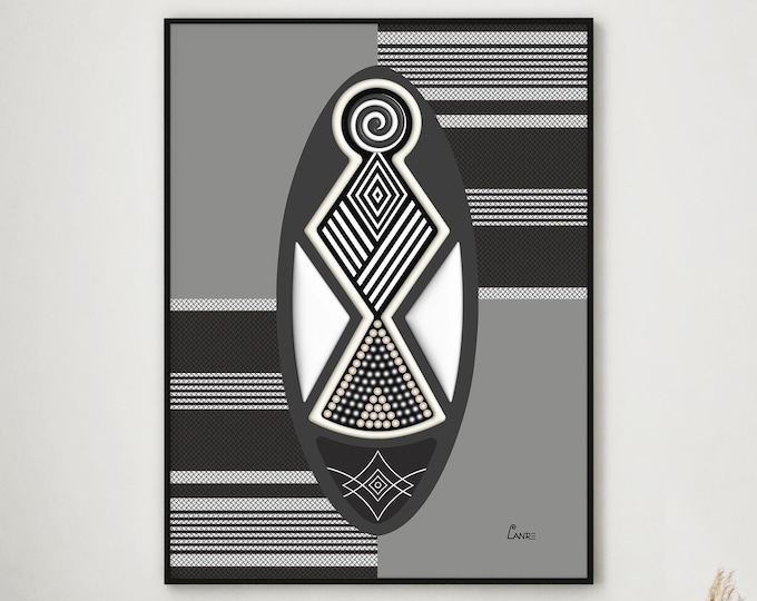 Modern Afrocentric Wall Art Print: Cubist Abstract Cultural Home Decor
