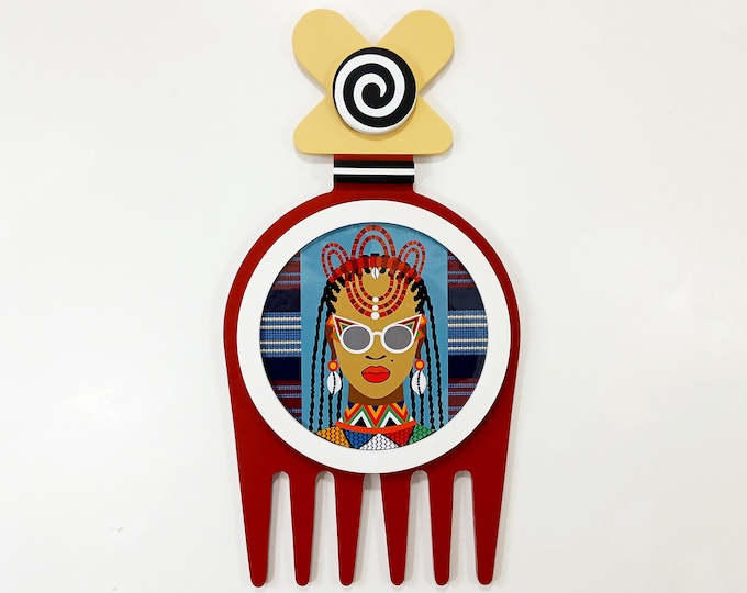 African Woman Wall Sculpture: Afrocentric Wooden Art Limited Edition Cultural Home Decor Statement Piece