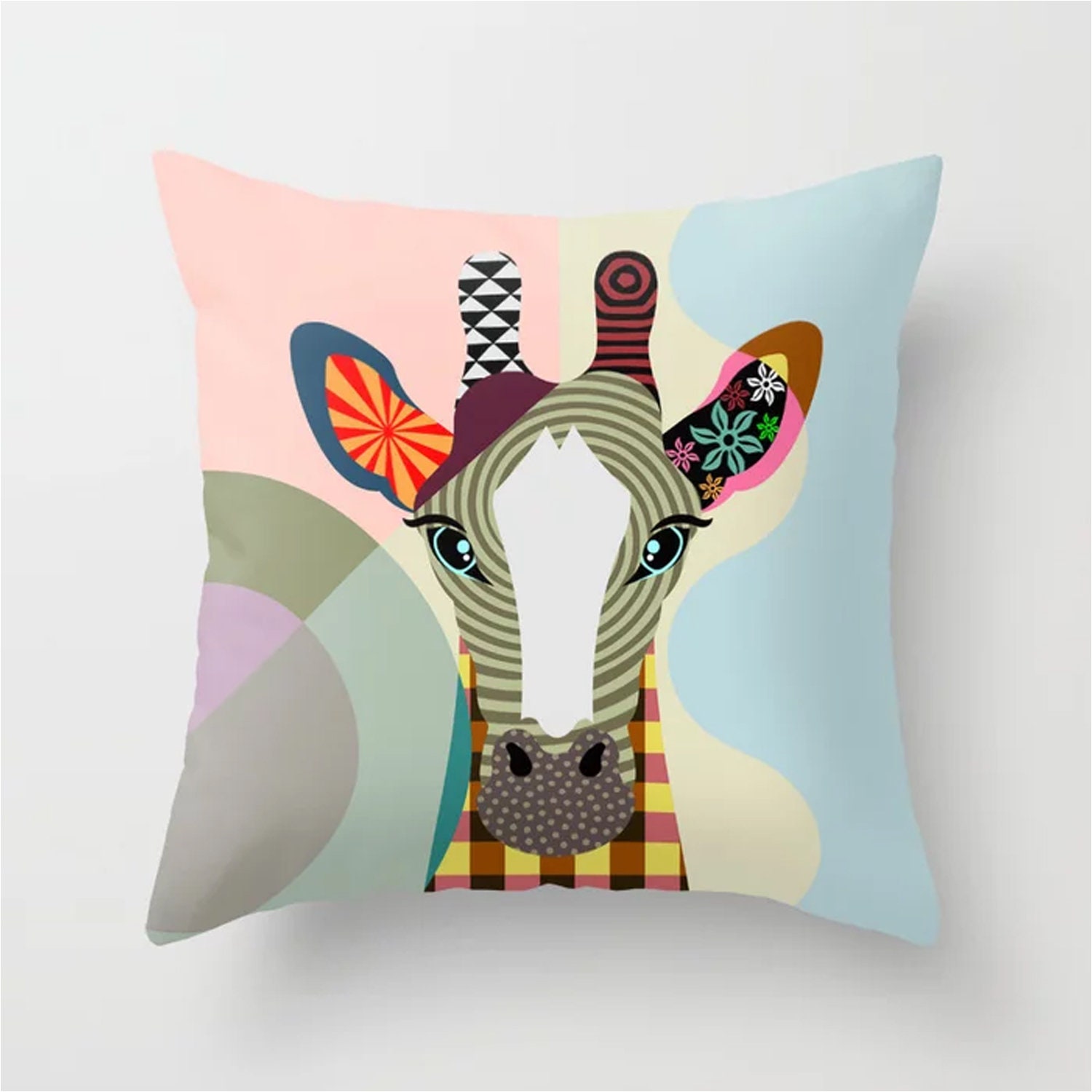 Giraffe Pillow, Animal Cushion Safari Gift Wildlife Art