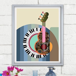 Music Throw Pillow, Guitar Lover Gift Piano Décor image 9