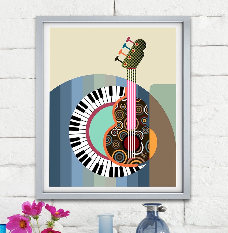 Music Throw Pillow, Guitar Lover Gift Piano Décor image 9