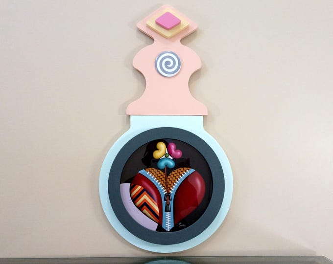 Abstract Heart Wall Sculpture: Cubist Wooden Decor 3D Love Gift Unique Modern Pop Art