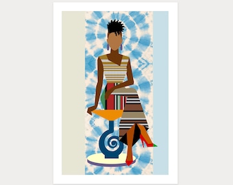 Rooted in Grace Black Woman Wall Art Contemporary African Geometric Limited Edition Print