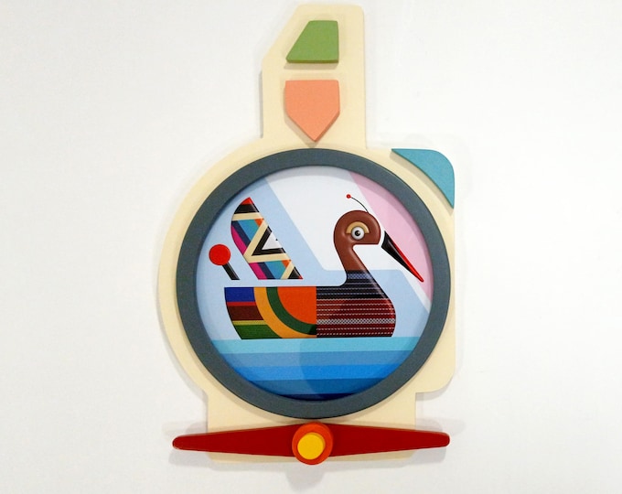 Abstract Duck Wood Wall Art: Cubist Sculpture, Resilience Gift
