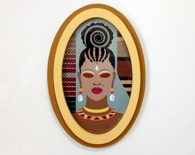 Afrocentric Woman Wooden Wall Art, Natural Hair Pop Art Sculpture