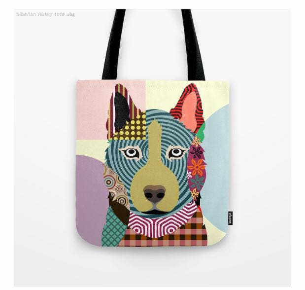 Husky Tote, Husky Bag, Siberian Husky Gifts, Husky Print, Dog Tote Bag