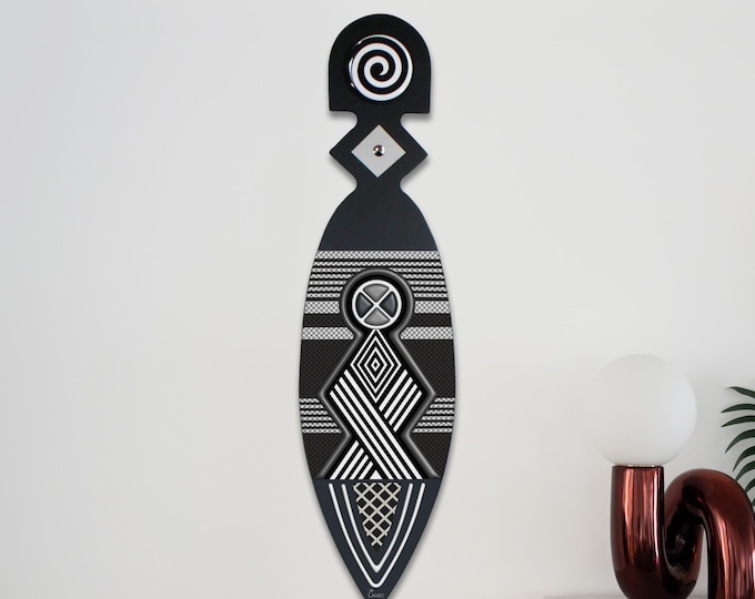 Modern African Wall Art : Black & White Afrocentric Geometric Decor Abstract Heritage Artwork