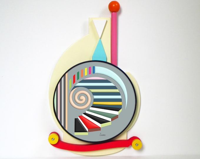 Life Is a Staircase Wall Art Abstract Cubist Wooden Stair Sculpture Colorful Geometric Pop Art Perspective Decor Motivational Growth Artwork
