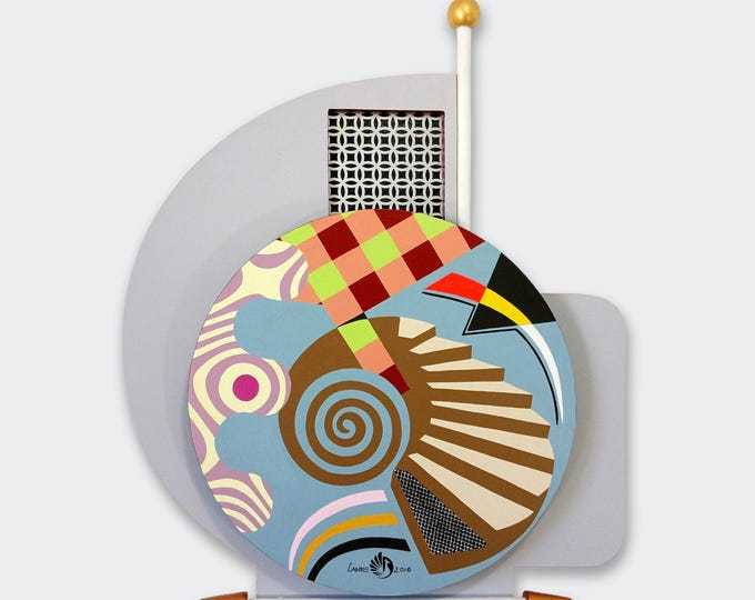 Abstract Geometric Wood Sculpture: Modern Cubist Wall Art