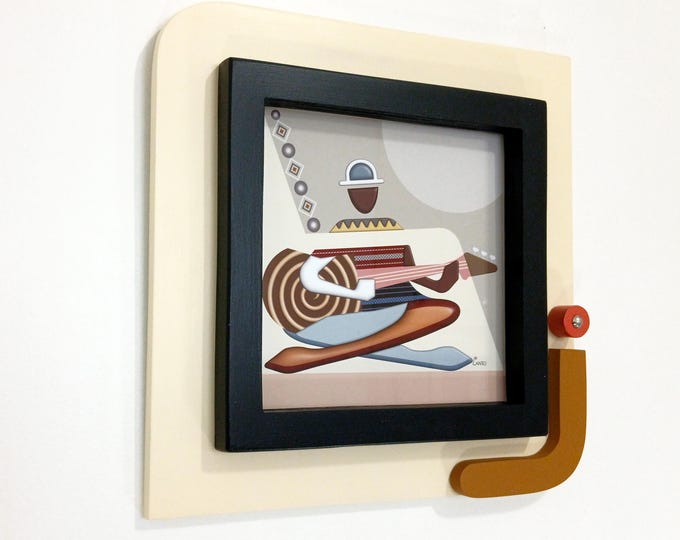Abstract Geometric Guitarist Wooden Wall Art Cubist Musician Wall Sculpture