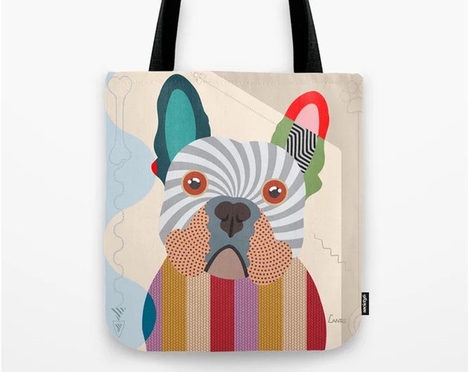 French Bulldog Tote Bag, Shoulder Sack Frenchie Mom Gift