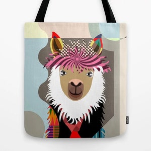 Llama Tote Bag Alpaca Gifts Hipster Animal Lovers image 3