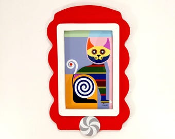 Cat Pop Artwork: Abstract Modern Pet Cubist Wall Decor