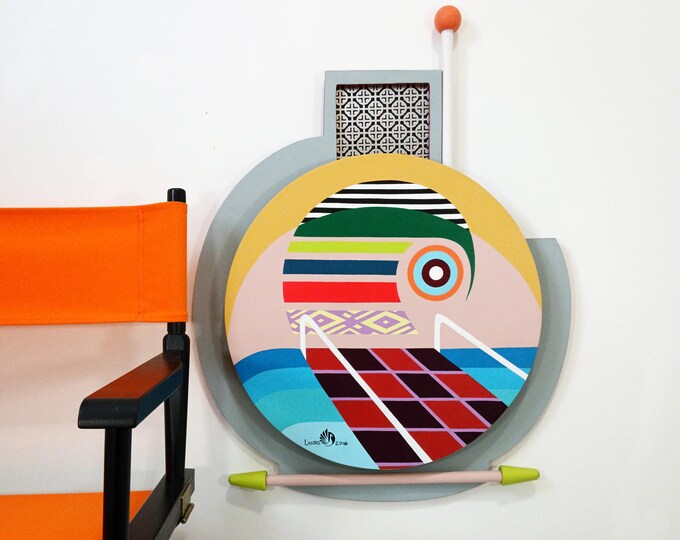 Abstract Geometric Wood Sculpture: Birch & Aluminum Wall Art