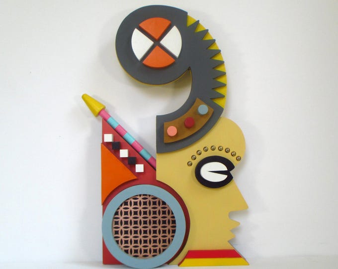 Modern African Mask Traditional Afrocentric Colourful Wooden Sculpture Original African American Home Decor Gift