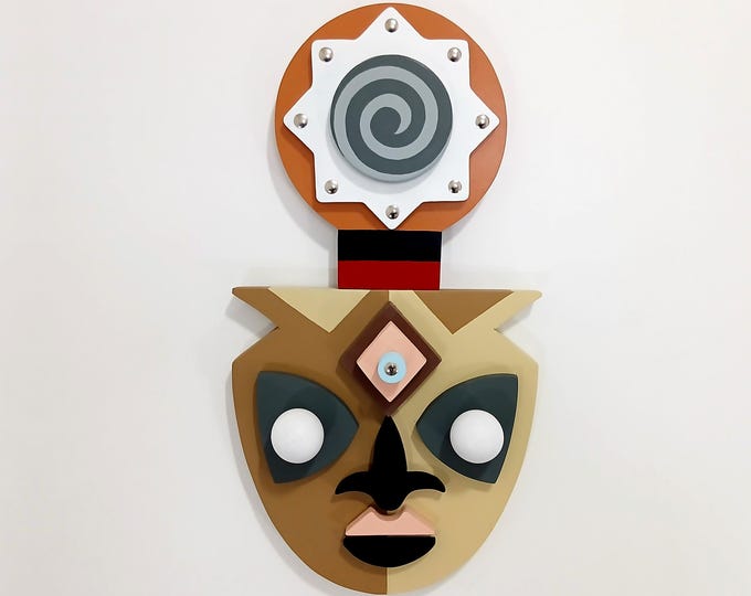 Original African Mask: Wooden Modern Art Wall Sculpture