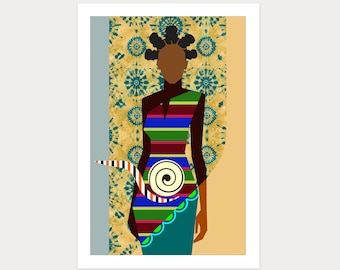 Grace Unfolding Minimalist Black Woman Wall Art Contemporary African Geometric Limited Edition Print