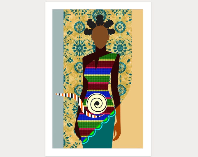 Grace Unfolding Minimalist Black Woman Wall Art Contemporary African Geometric Limited Edition Print