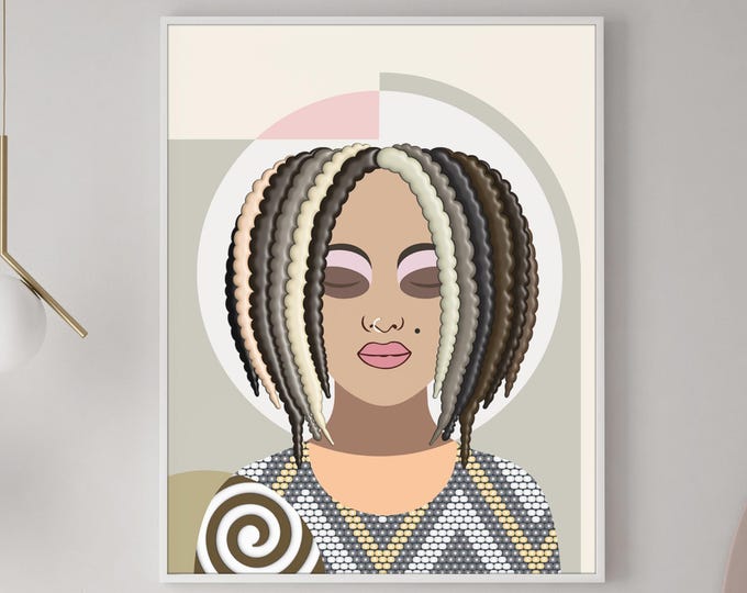 Melanated Woman Art Print: Afrocentric Boho Decor, Black Culture Artwork